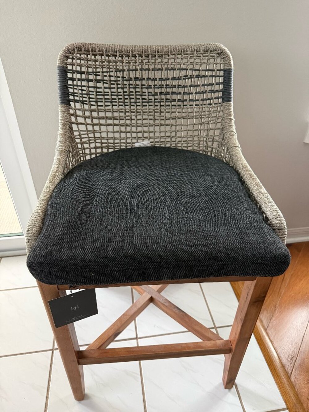 RH Perennials Outdoor Stool Cushions Charcoal Pair NWT
